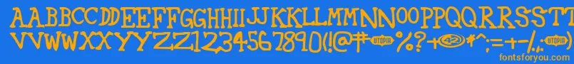 42 Font – Orange Fonts on Blue Background