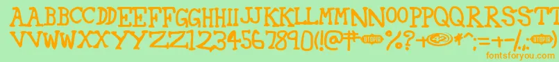 42 Font – Orange Fonts on Green Background