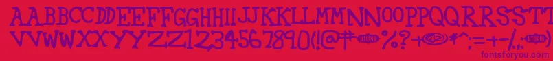 42 Font – Purple Fonts on Red Background