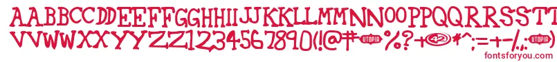 42 Font – Red Fonts on White Background