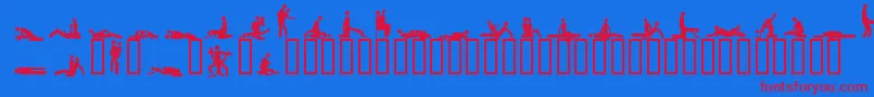 48ways-Schriftart – Rote Schriften auf blauem Hintergrund