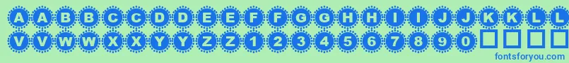 Czcionka 4YEOIN   – niebieskie czcionki na zielonym tle