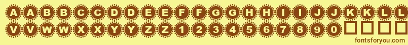4YEOIN  -fontti – ruskeat fontit keltaisella taustalla