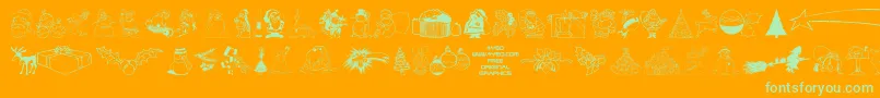 4YEOXMAS-Schriftart – Grüne Schriften auf orangefarbenem Hintergrund