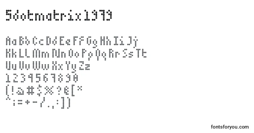 A fonte 5dotmatrix 1979 – alfabeto, números, caracteres especiais