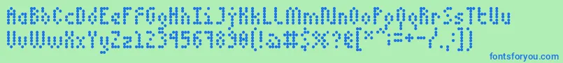 5dotmatrix 1979-Schriftart – Blaue Schriften auf grünem Hintergrund