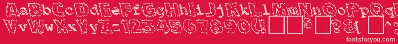 BackfireMedium-Schriftart – Rosa Schriften auf rotem Hintergrund