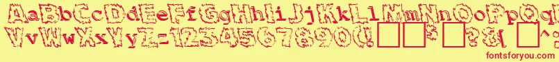 BackfireMedium-Schriftart – Rote Schriften auf gelbem Hintergrund