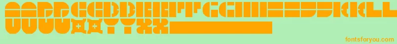 Fonte 5Megabam – fontes laranjas em um fundo verde