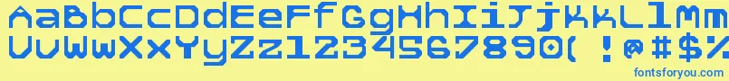 フォント5tekknosystem – 青い文字が黄色の背景にあります。