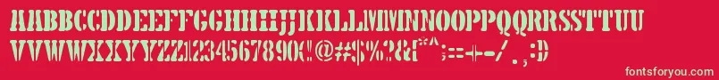 フォント5TH AVENUE STENCIL – 赤い背景に緑の文字