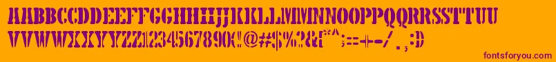 5TH AVENUE STENCIL-Schriftart – Violette Schriften auf orangefarbenem Hintergrund