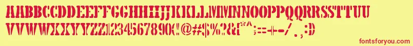 5TH AVENUE STENCIL-fontti – punaiset fontit keltaisella taustalla
