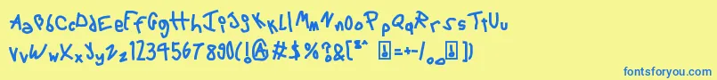 フォント6 Script   Mac – 青い文字が黄色の背景にあります。