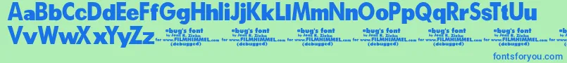 A Bug s Life   Debugged-Schriftart – Blaue Schriften auf grünem Hintergrund