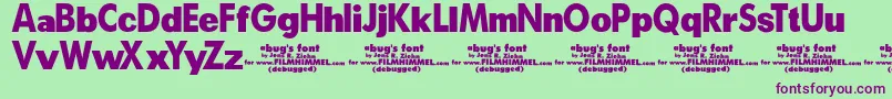 A Bug s Life   Debugged-Schriftart – Violette Schriften auf grünem Hintergrund