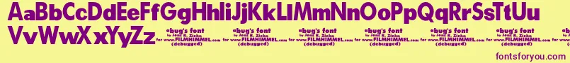 A Bug s Life   Debugged-Schriftart – Violette Schriften auf gelbem Hintergrund