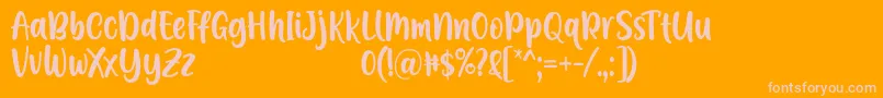 A Calling Font D by 7NTypes-fontti – vaaleanpunaiset fontit oranssilla taustalla