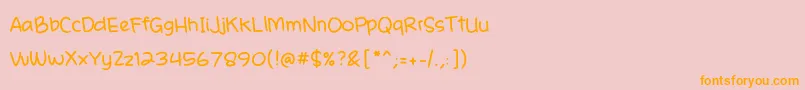 フォントA Casual Handwritten Pen Noncommercial – オレンジの文字がピンクの背景にあります。