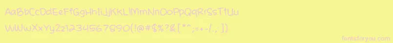 A Casual Handwritten Pen Noncommercial-fontti – vaaleanpunaiset fontit keltaisella taustalla