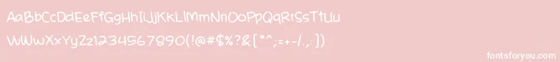 A Casual Handwritten Pen Noncommercial-fontti – valkoiset fontit vaaleanpunaisella taustalla