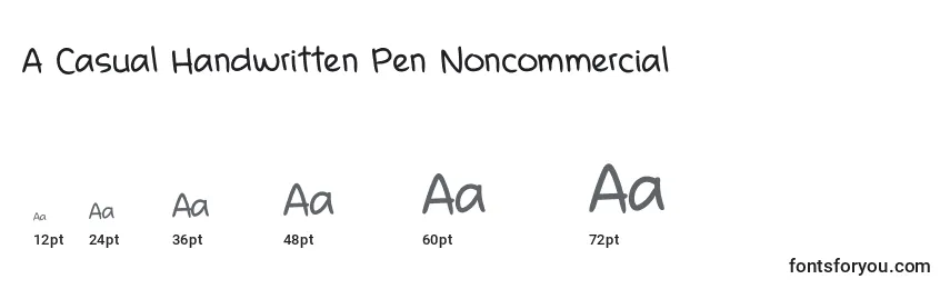Размеры шрифта A Casual Handwritten Pen Noncommercial