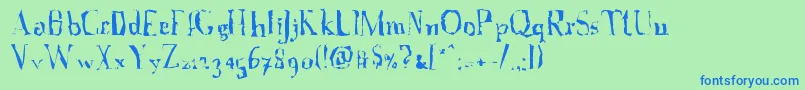 Шрифт A Font with Serifs  Disordered – синие шрифты на зелёном фоне