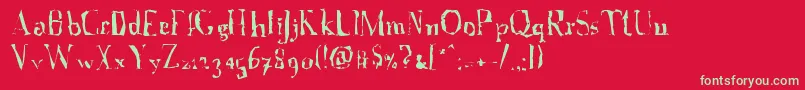 Fonte A Font with Serifs  Disordered – fontes verdes em um fundo vermelho