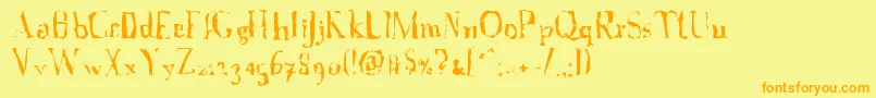 A Font with Serifs  Disordered Font – Orange Fonts on Yellow Background