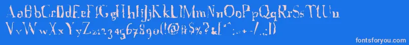 A Font with Serifs  Disordered Font – Pink Fonts on Blue Background