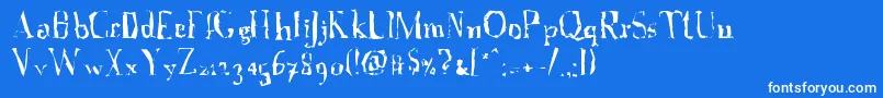 Czcionka A Font with Serifs  Disordered – białe czcionki na niebieskim tle