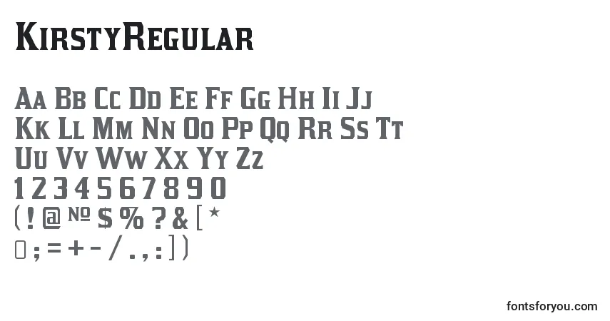 Schriftart KirstyRegular – Alphabet, Zahlen, spezielle Symbole