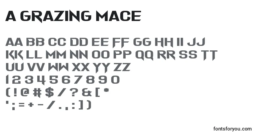 A fonte A Grazing Mace – alfabeto, números, caracteres especiais