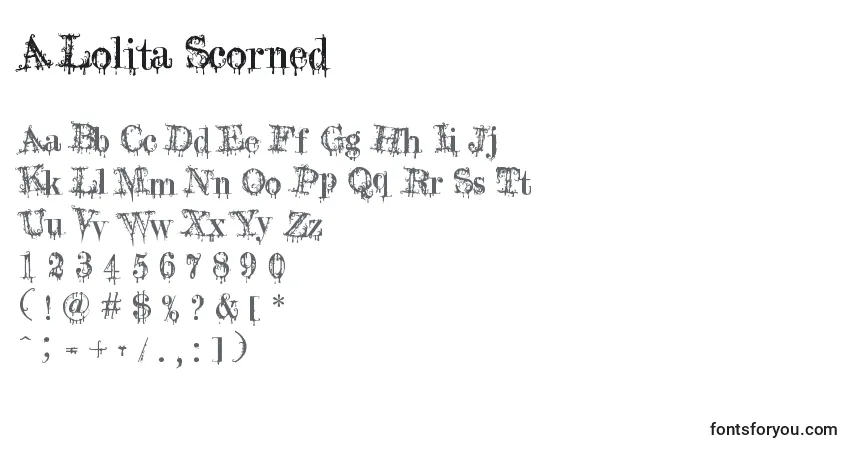 Schriftart A Lolita Scorned – Alphabet, Zahlen, spezielle Symbole