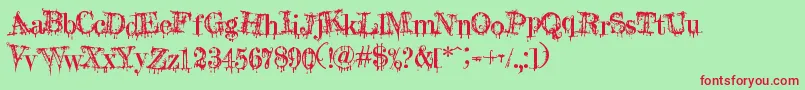 A Lolita Scorned-Schriftart – Rote Schriften auf grünem Hintergrund