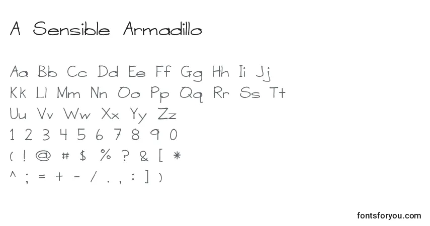 Schriftart A Sensible Armadillo – Alphabet, Zahlen, spezielle Symbole