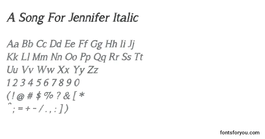 A fonte A Song For Jennifer Italic – alfabeto, números, caracteres especiais