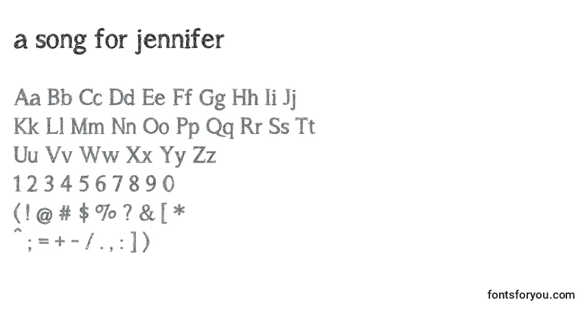 Czcionka A song for jennifer – alfabet, cyfry, specjalne znaki