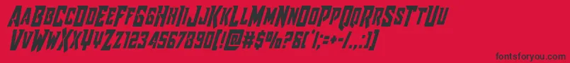 Fonte Raidercrusadercond – fontes pretas em um fundo vermelho