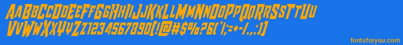 Raidercrusadercond Font – Orange Fonts on Blue Background