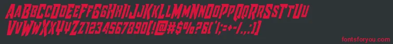 フォントRaidercrusadercond – 黒い背景に赤い文字