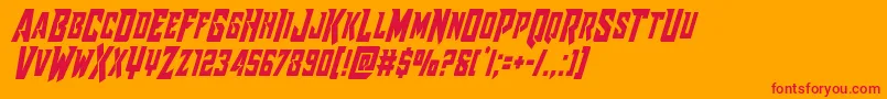 Fonte Raidercrusadercond – fontes vermelhas em um fundo laranja