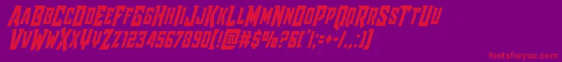 フォントRaidercrusadercond – 紫の背景に赤い文字