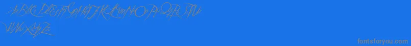 a Theme for murder-Schriftart – Graue Schriften auf blauem Hintergrund