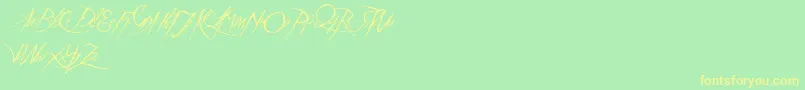 a Theme for murder-Schriftart – Gelbe Schriften auf grünem Hintergrund