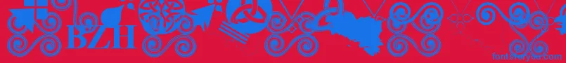 aaa bzh Font – Blue Fonts on Red Background