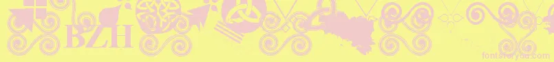 フォントaaa bzh – ピンクのフォント、黄色の背景