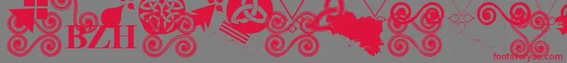 aaa bzh Font – Red Fonts on Gray Background