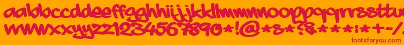 aaaiight fat-Schriftart – Rote Schriften auf orangefarbenem Hintergrund