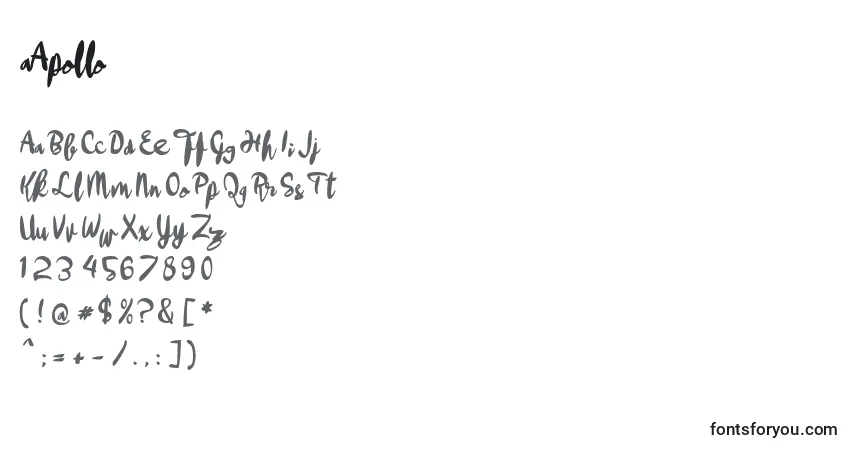 Schriftart AApollo – Alphabet, Zahlen, spezielle Symbole